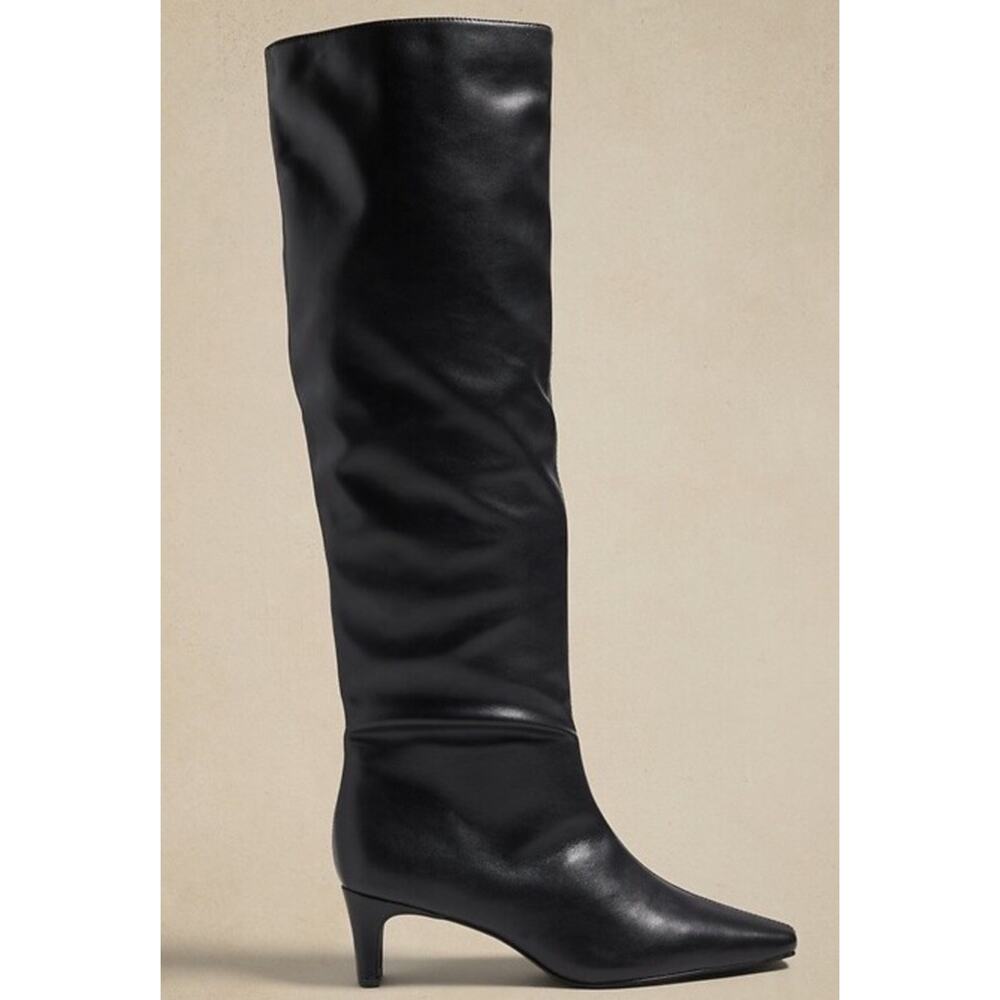 Banana Republic Factory Tall Slouch Boots Black Faux Leather Size 8
